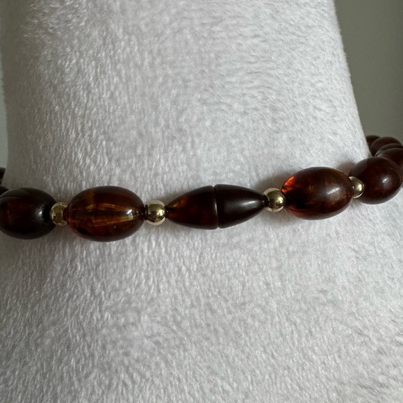 Vintage Goldette Root Beer Lucite Necklace Venus & Cupid Amber Intaglio Pendant - Picture 4 of 6